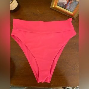 High Waisted Cheeky Swim Bottoms- Pink- Medium